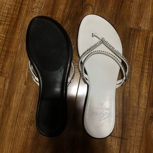 White sandals with sparkled straps